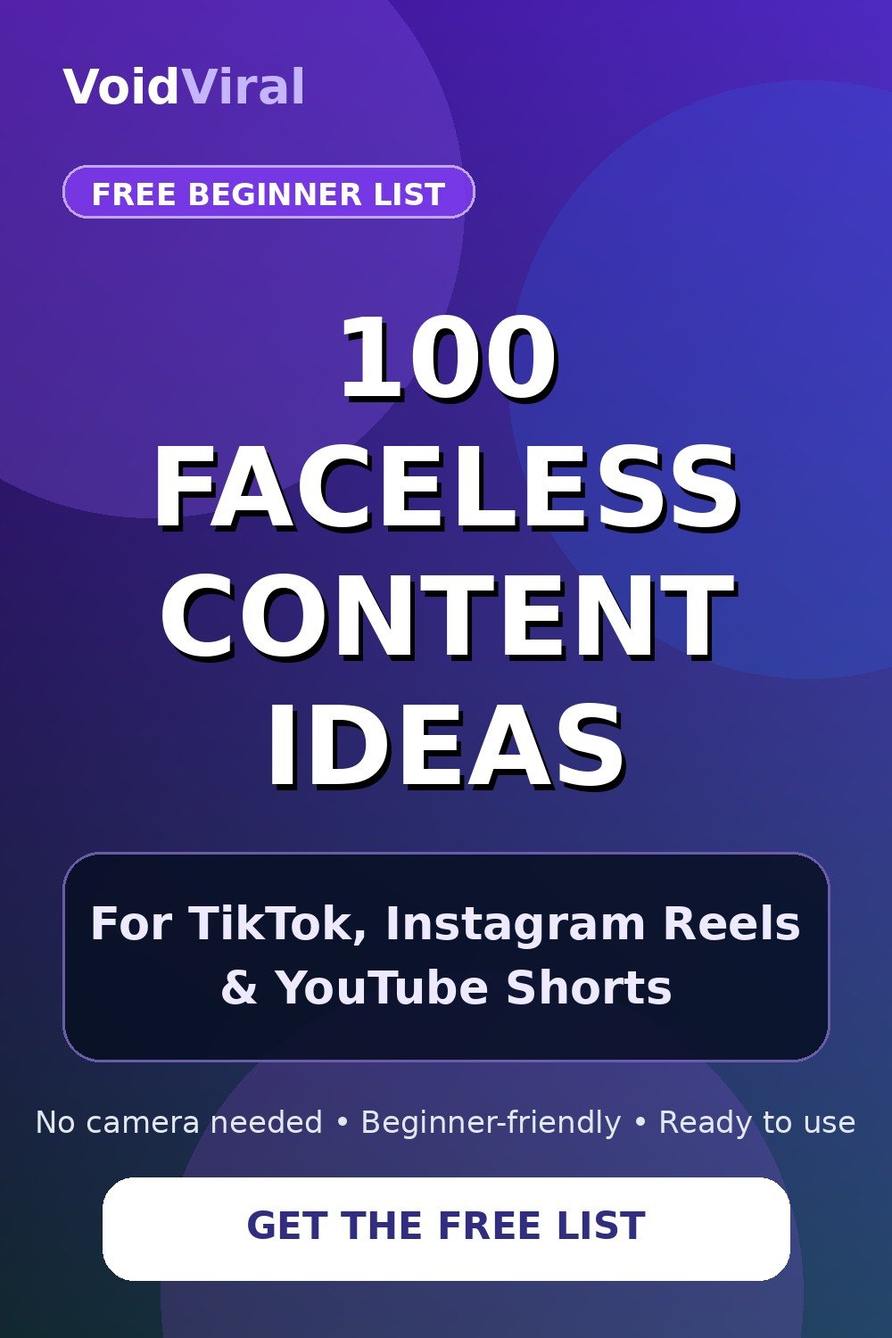 100 faceless content ideas for TikTok, Instagram Reels and YouTube Shorts